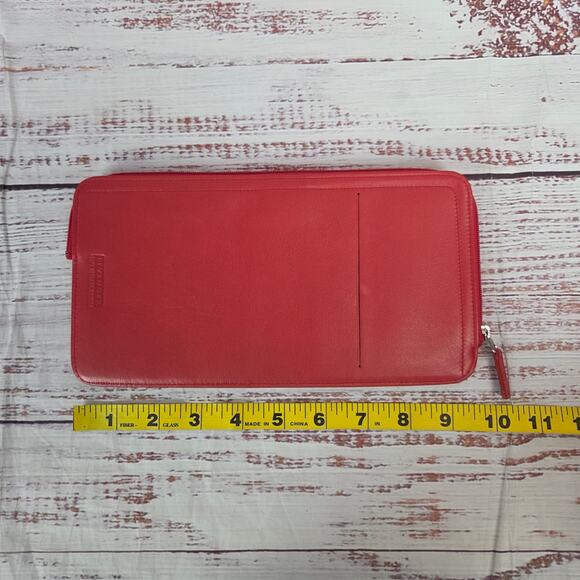 Levenger Red Fine Leather Card Pocket Case ID Holder Casual Office Business Work - Picture 7 of 8